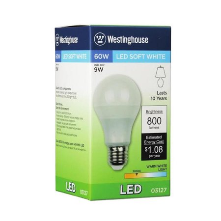 WESTINGHOUSE Omni Directional A19 G13 (Medium Bi-Pin) LED Bulb Warm White 60 W 53127
